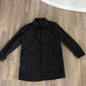 Charcoal grey men’s JCrew thigh Length pea coat